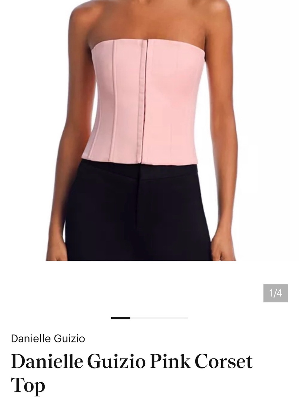 Danielle Guizio Light Pink Strapless Corset Top XL